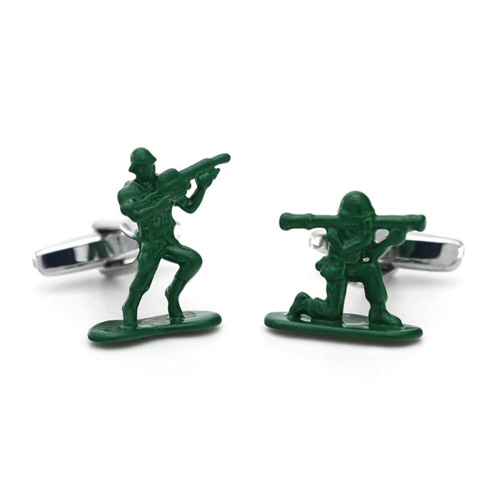Green Army Men Military Soldier Cufflinks - Picture 2 of 15